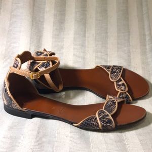 Italian snakeskin sandals, size 38